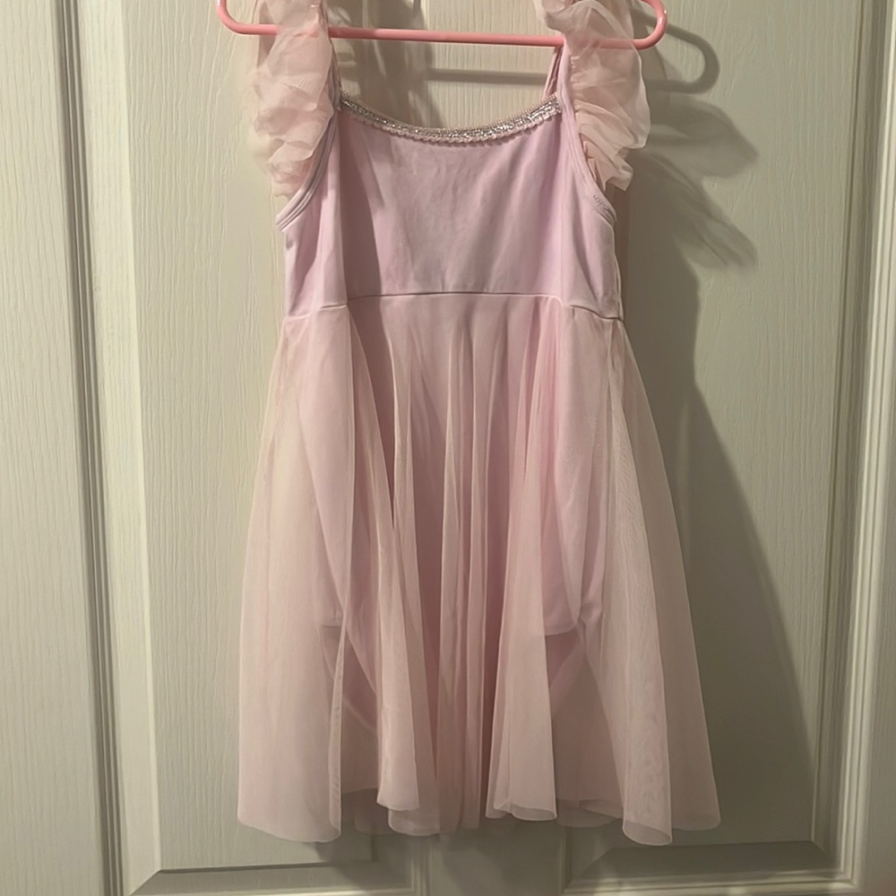 Danskin Now- Girls Dance stank Leotard with sheer bottom size 10/12 in pink